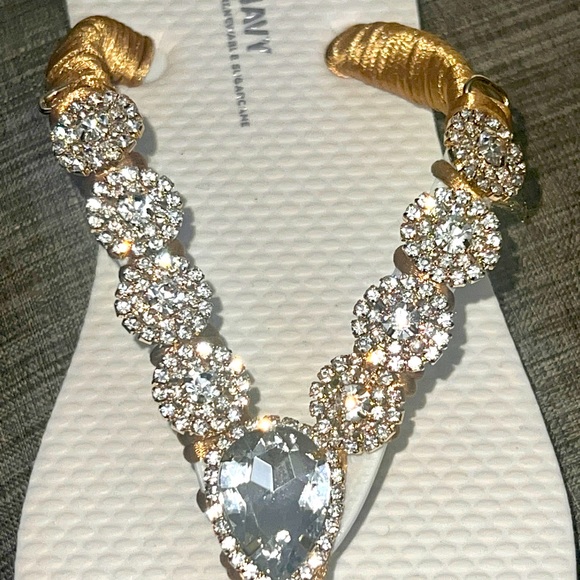 Crystal Beach Flip Flops/sandals, Rhinestone Bling Shoes Size 5 1/2- 6 Old Navy - Picture 6 of 15